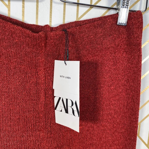 Zara Knit Culottes in Red Rust Wide Leg High Waist‎ - Picture 6 of 8